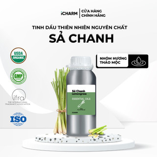 Tinh dầu sả chanh 500ml, 1 Lít iCHARMvn - Tinh dầu thiên nhiên không chất tạo mùi, nguyên chất 100%