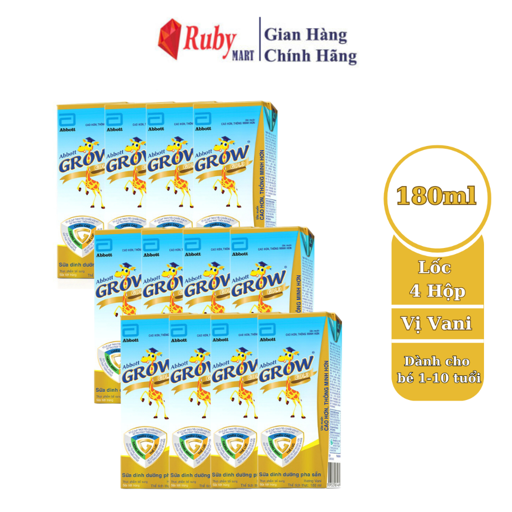 Combo 3 lốc Sữa nước Abbott Grow Gold hương vani 180ML (Từ 1 tuổi)