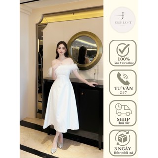 Váy nữ dự tiệc lông trắng dáng dài tiểu thư thiết kế Wishies Dress JOLIE LOFT, đầm dáng dài sang trọng đi chơi