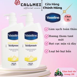 Sữa tắm vaseline total moisture dưỡng da trắng sáng, giữ ẩm 1l_hàng chuẩn mỹ