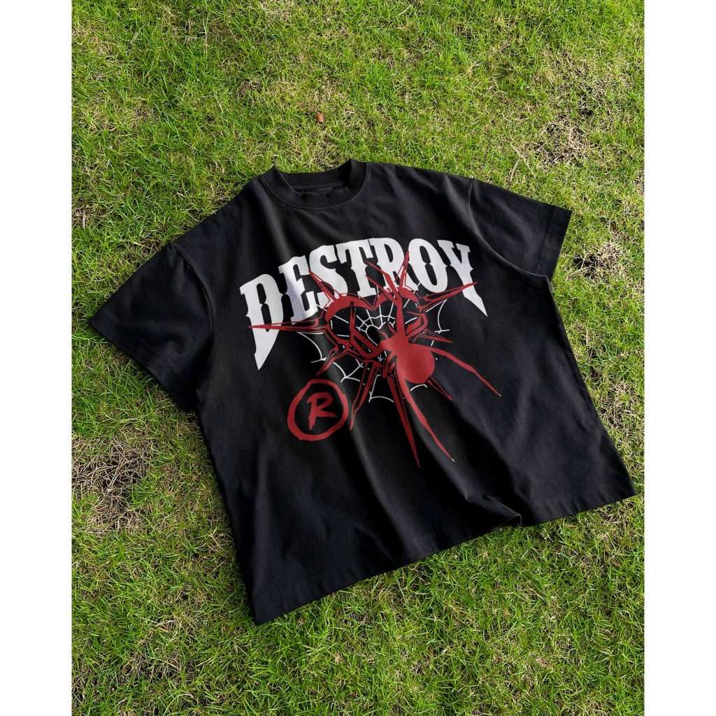 Áo thun Destroy Spider Print Short Sleeve T-Shirt - Cotton - Brand Destroy Studio | BigBuy360 - bigbuy360.vn