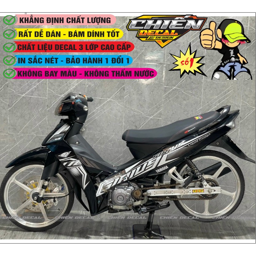 Tem rời xe sirius RC 110cc - 50cc mẫu tem đen trắng (tem 3 lớp cao cấp)