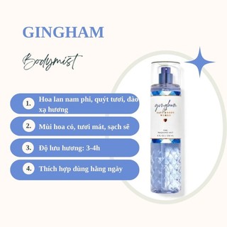 Xịt thơm Bodymist Gingham Bath & Bodyworks