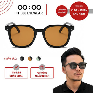Kính mát thời trang nam nữ THE88 dáng vuông thiết kế bo tròn hai chấm dáng to phong cách tối giản chống tia UV KM60