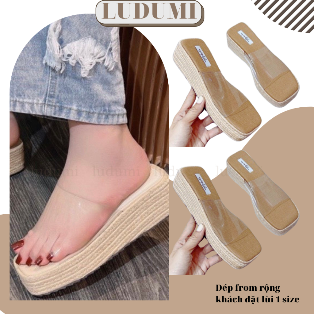 DÉP NỮ ĐẾ XUỒNG CÓI LUDUMI ,CAO 5 PHÂN-DÉP QUAI TRONG MICA DẺO KHÔNG ĐAU CHÂN CMC08