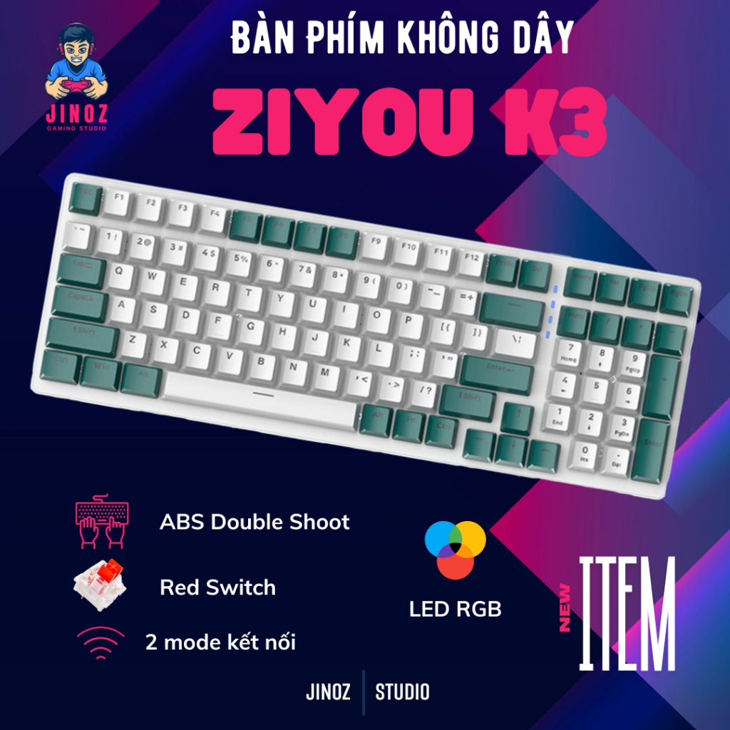 Bàn Phím CƠ ZIYOU K3 Luxury Cao Cấp - Sử Dụng Trục Cơ Red Switch - Led 16,5 Triệu Màu - 10 Chế Độ - Jinoz Gaming Studio | BigBuy360 - bigbuy360.vn