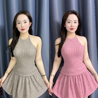 D76 Sét áo cổ yếm phối chân váy kèm quần