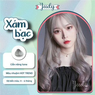 Thuốc nhuộm tóc màu Xám ánh bạc + tặng kèm oxy trợ nhuộm |Judyhairs tự nhuộm tóc tại nhà dễ dàng