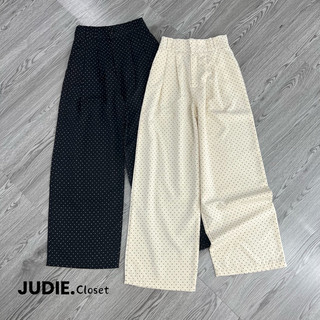 Quần Suông Nữ Chấm Bi Dáng Dài Chất Thô Kaki Mềm Bản Cạp Chun Sau  JUDIE.Closet