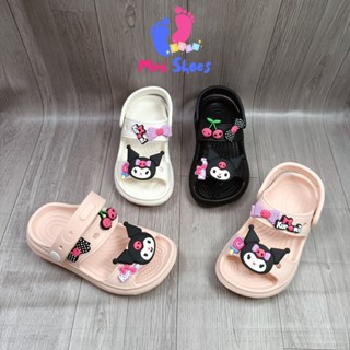 Dép cross bé gái, dép sandal bé gái dáng 2 quai đơn giản đi êm nhẹ có cham kuromi hotrend 2024 -777