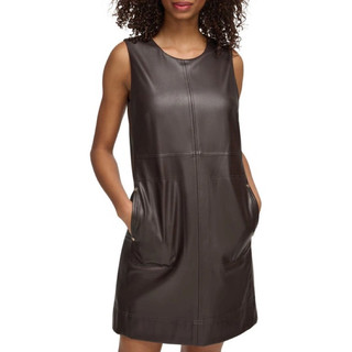 [SALE 70% Bill US] Đầm giả da Tommy Hilfiger Faux Leather Shift màu nâu size 8