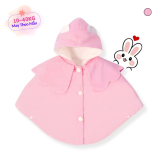 2 lớp áo khoác choàng lông nhung cho bé