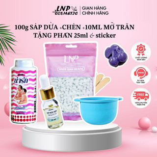 Combo sáp wax lông  100g sáp dừa wax lông và chén silicon tặng 10ml mỡ trăn giúp triệt lông bikini