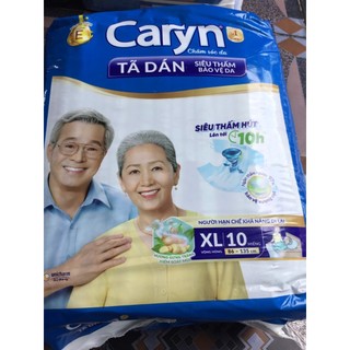 Hcm - sỉ 1 cây/thùng 6 gói tã người già caryn loại dán size xl 10 miếng vòng hông 86 đến 135 cm - tã dán caryn xl10