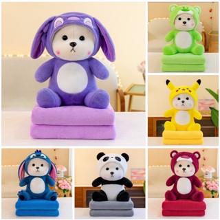  Bộ chăn gối văn phòng hình thú Lenna chăn kèm gối cho bé mang đi học đi du lịch tiện lợi gấu bông kèm chăn 2 trong 1 