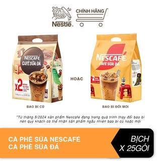 (CAFE SỮA ĐÁ 25 GÓI) Cà phê hòa tan Nescafé cà phê sữa đá (Bịch 25 gói x 24 g)