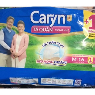 Tặng thêm 1 miếng bên trong - sỉ 1 cây/thùng 3 gói tã quần caryn m16 mỏng nhẹ - date luôn mới