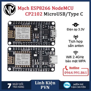 Kit RF thu phát wifi ESP8266 NodeMCU Lua CP2102 MicroUSB/TypeC