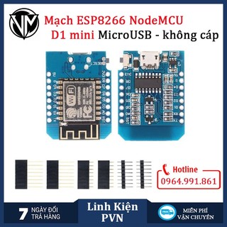 Mạch Thu Phát WiFi ESP8266 Wemos D1 mini (NodeMCU Mini D1) MicroUSB/TypeC - có kèm bộ Jump cắm