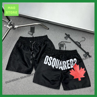 Quần Short Gió Nam DSQ Đen Trơn Phối In Hoạ Tiết Chữ Dsq2 Lá Phong Đỏ Sau Mông . Quần Đùi Siêu Cấp Dành Cho Boy Phố 2024