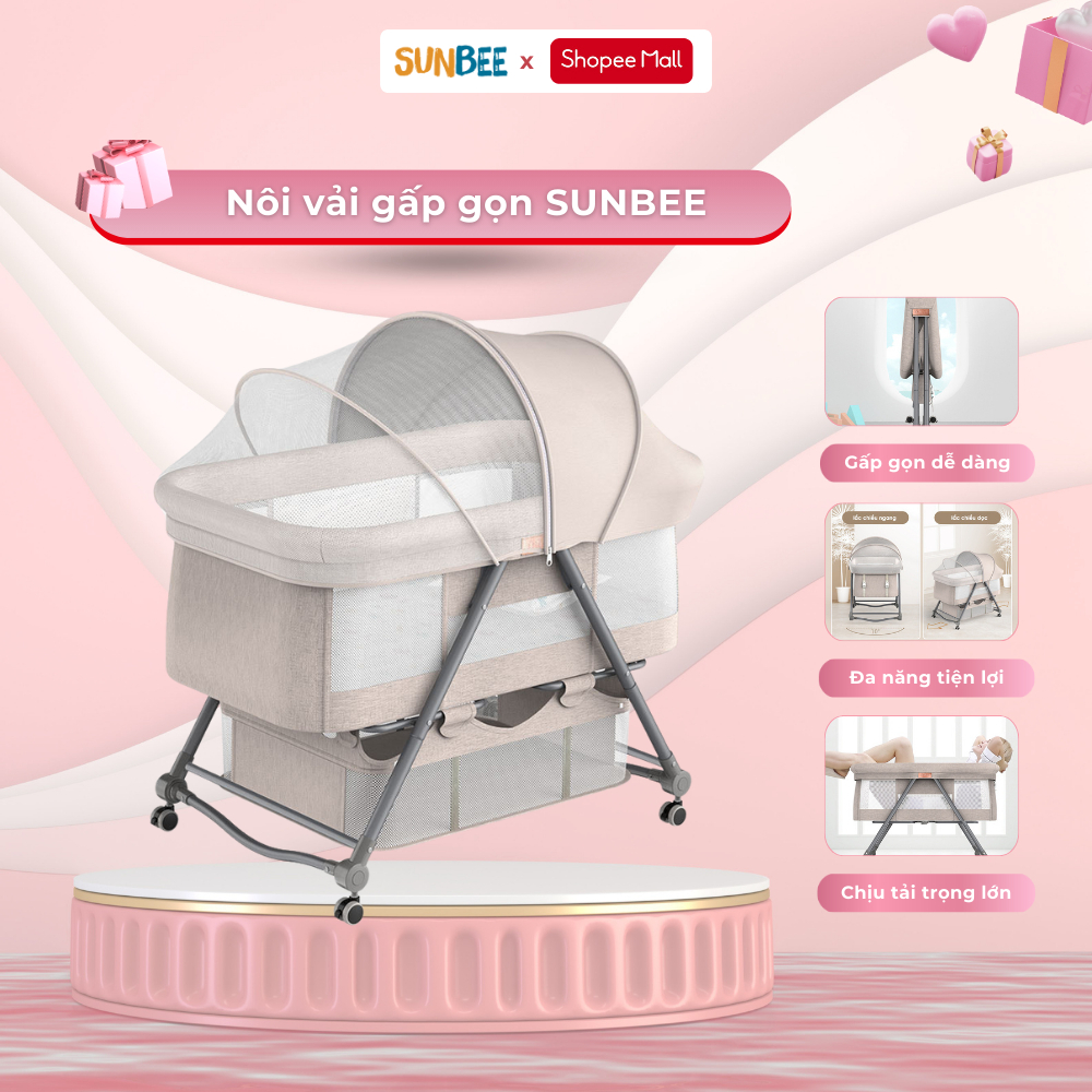 Cũi di động gấp gọn MumKid, nôi cũi đa năng chống trào ngược cho bé tặng kèm nệm và màn - Bảo hành 24 tháng