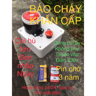 CHUÔNG BÁO CHÁY KHẨN CẤP SIÊU AN TOÀN DÙNG PIN 9v còi hú lớn 120db và đèn nháy sáng