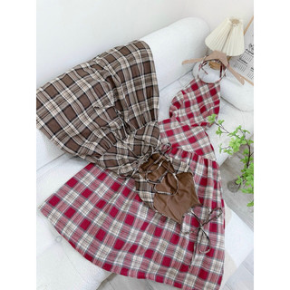 ĐẦM YẾM MAXI CARO ĐAN DÂY LƯNG