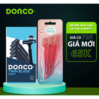 Bộ đôi dao cạo râu Dorco TD 708 5P & Dao cạo lông mày Dorco Natty