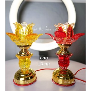 Đèn Thờ nhỏ Thủy Tinh Pha Lê Hoa Sen. chân đế hợp kim cao cao cấp