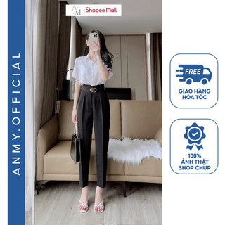 Quần tây nữ lưng cao AMY dáng baggy cạp cao siêu tôn dáng ống đứng chuẩn đẹp khóa trước Q579