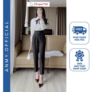 Quần tây nữ lưng cao AMY dáng baggy cạp cao siêu tôn dáng ống đứng chuẩn đẹp khóa trước Q505