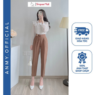 Quần tây nữ lưng cao AMY dáng baggy cạp cao siêu tôn dáng ống đứng chuẩn đẹp khóa sườn Q486