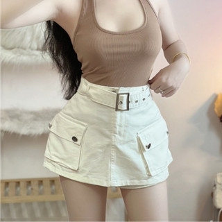 Chân váy túi hộp Cun Boutique Quần váy chữ A chất kaki kèm đai kiểu dáng đơn giản,dễ mặc,tôn dáng-MCV6N