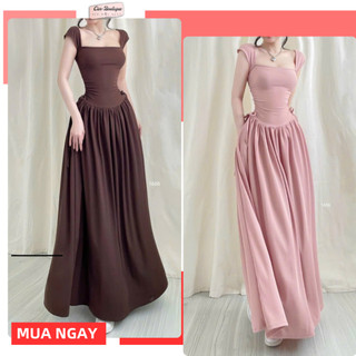 Váy body nữ cổ Vuông dáng dài,Đầm hai dây dáng xòe dài TĂM LẠNH mịn mát siêu xinh