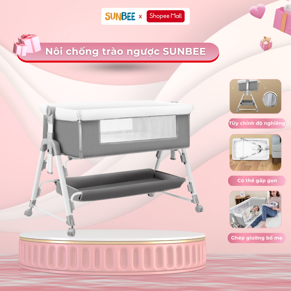 Nôi ghép giường cho bé MumKid đa năng tháo rời di động tùy chỉnh độ cao tặng kèm nệm và màn - Bảo hành 2 năm