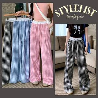 Quần kẻ caro nữ quần suông nữ dài ống rộng kẻ caro thô mềm freesize, quần dài nữ ống rộng kẻ sọc hot hit