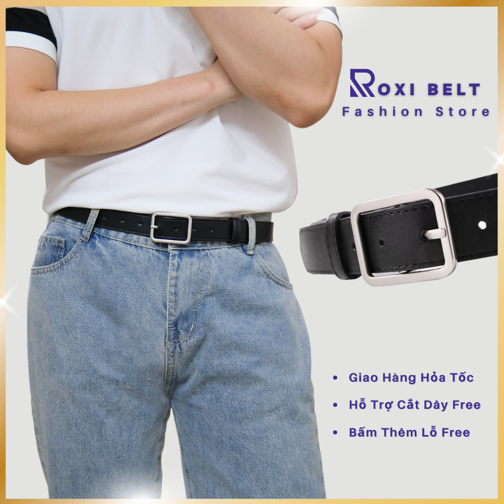 Thắt Lưng Son Tung Bản Nhỏ 2.3 2.8 cm, Dây Nịt Mặt Chữ Nhật Phong Cách Hàn Quốc Trẻ Trung Roxi Belt
