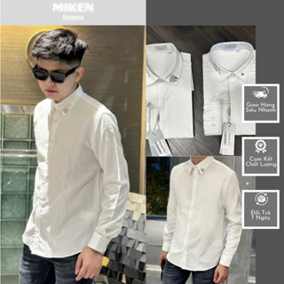  Áo Sơ Mi nam họa tiết kim loại đính cổ chắc chắn Logo thêu  Phong cách trẻ trung-áo sơ mi nam nữ new 2024 