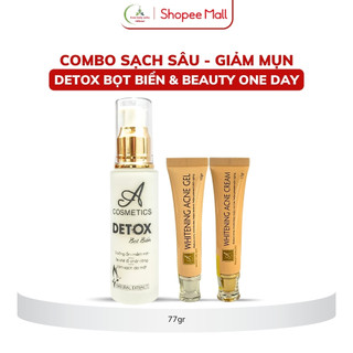 Combo giảm mụn, thải độc da, se khít lỗ chân lông Mềm acosmetics, kem giảm mụn siêu tốc độ, detox bọt biển 77g