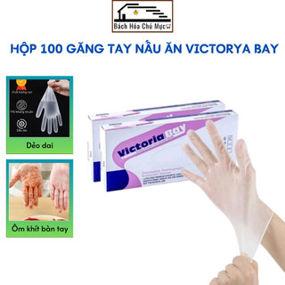 Hộp 100 Găng Tay Nấu Ăn Nhà Bếp Victoria Bay Chất Liệu TPE Siêu Dai Bao Tay Thực Phẩm An Toàn