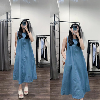 Váy midi denim sát nách dáng A VNXK - 112V01