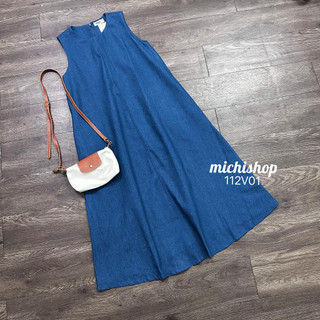Váy midi denim sát nách dáng A VNXK - 112V01