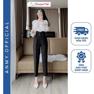 Quần tây nữ lưng cao AMY dáng baggy cạp cao phối 3 khuy siêu tôn dáng chuẩn đẹp đứng form Q513