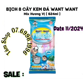 BỊCH 8 CÂY KEM ĐÁ WANT WANT FROZEN MIX VỊ TRÁI CÂY (BỊCH 624ML)