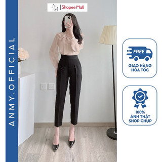 Quần tây nữ lưng cao AMY dáng baggy cạp cao siêu đẹp siêu tôn dáng sang chảnh khóa sườn ba màu Q536