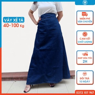 Chân váy chống nắng xẻ tà cao cấp vải jean trơn dày mềm có big size cho nữ dưới 100 kg H&T FASHION