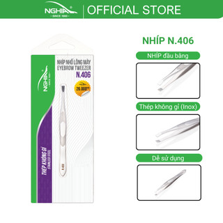 Nhíp Nhổ Lông Mày, Lông Mũi, Râu, Tóc Bạc Inox KỀM NGHĨA N.406 Cao Cấp - Đầu Ngang