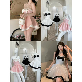Đầm cúp xoè bồng công chúa đính nơ siêu xinh - có quần trong