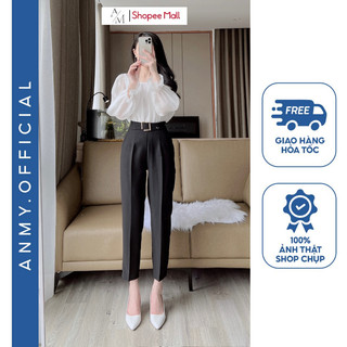 Quần tây nữ lưng cao AMY dáng baggy cạp cao siêu tôn dáng ống đứng chuẩn đẹp khóa sườn Q390
