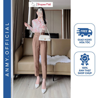 Quần baggy nữ lưng cao AMY ống rộng dáng suông cạp cao Combo 2 Chiếc siêu tôn dáng chất dày dặn Q583
